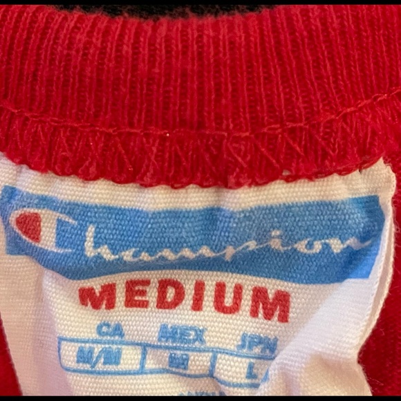 Champion • Large Logo T-Shirt • Crew Neck • Red • Men’s Size  Medium • Vintage - Picture 2 of 3